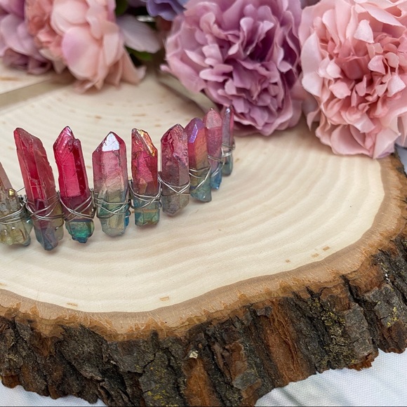 Raw Quartz Rainbow Crystal Headband Hair Jewelry - Picture 7 of 13